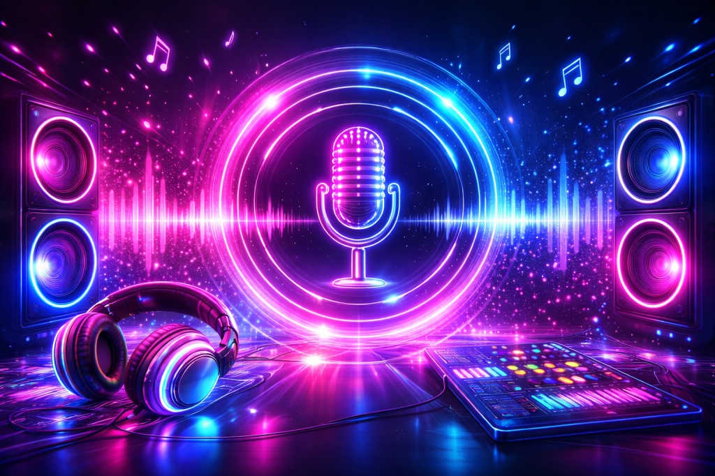 Auf diesem Foto sind ein Mikrofon und ein Kopfhörer zu sehen. Es handelt sich um ein Symbolbild für Audio im Blog Medien-Kaiser von Markus Kaiser.